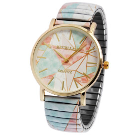 Excellanc Damenuhr mit Metallzugband - blau-rosa