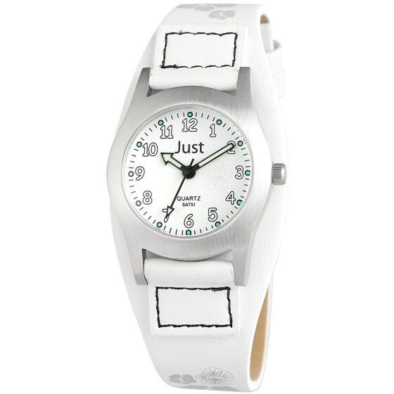 Kinderuhr Kunstleder Unterlegband weiß Blumendruck Analog Quartz