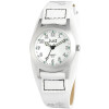 Kinderuhr Kunstleder Unterlegband weiß Blumendruck Analog Quartz