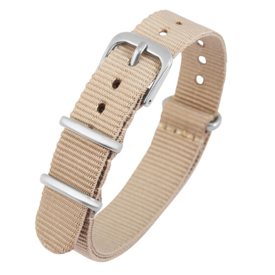 Uhrenarmband aus Nylon Breite 16 mm beige Dornschließe Edelstahl