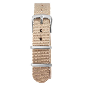 Uhrenarmband aus Nylon Breite 16 mm beige Dornschließe Edelstahl