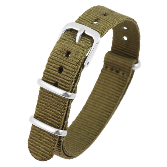 Uhrenarmband 8600006-160 aus Nylon Breite16 mm khaki Dornschließe