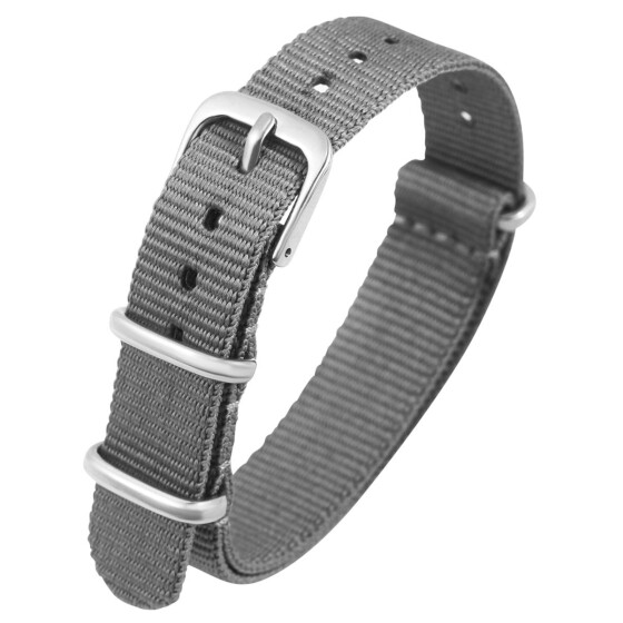 Uhrenarmband grau 8600001-180 aus Nylon 18 mm Bandbreite