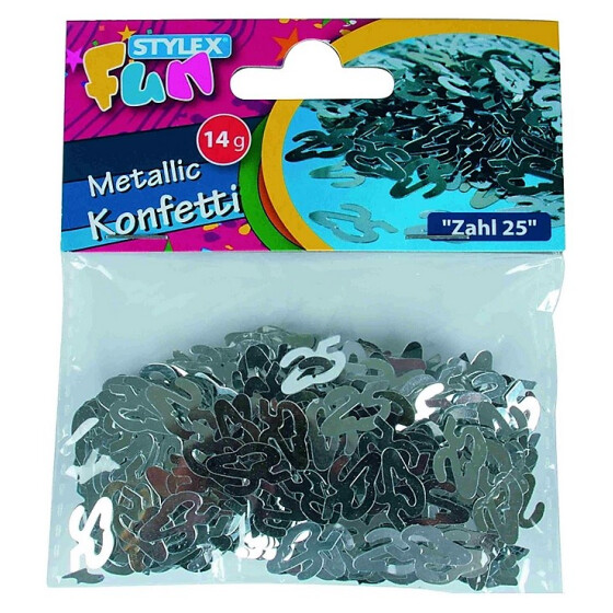 Konfetti Silberhochzeit Jubiläum Zahl 25 metallic silber 14 g Stylex 14084