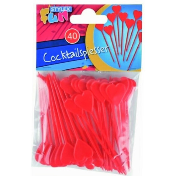 Stylex Cocktailstäbchen Herz rot - 40 Stück - ideal für den Valentinstag oder zur Hochzeit etc.
