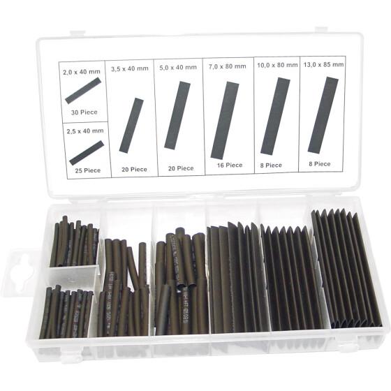 Schrumpfschläuche Set 127 teilig - 125 °C  - 600V - 2:1 Werkzeug Elektro ToolTech 60143