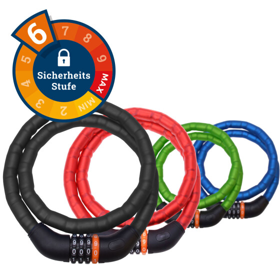 Sicherheitsschloss Mofa Fahrrad L=100 cm D=18 mm Safety matt farbig Filmer 43131
