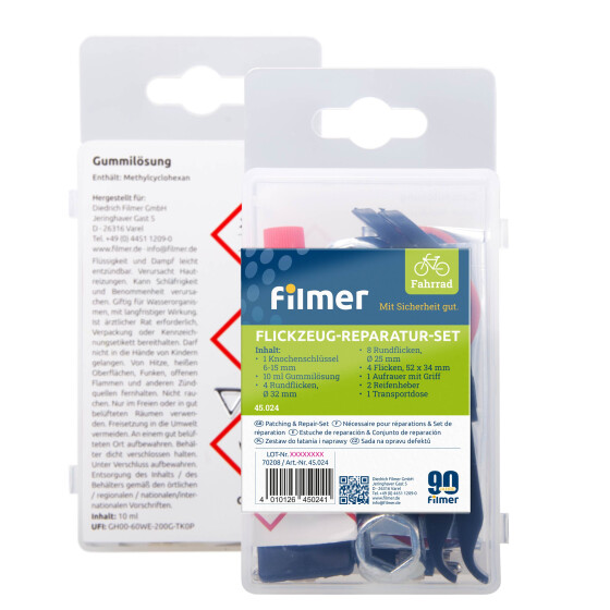 Fahrrad Reparatur Flickzeug Werkzeug Set 24 teilig Fahrradzubehör Reperatur Filmer 45024