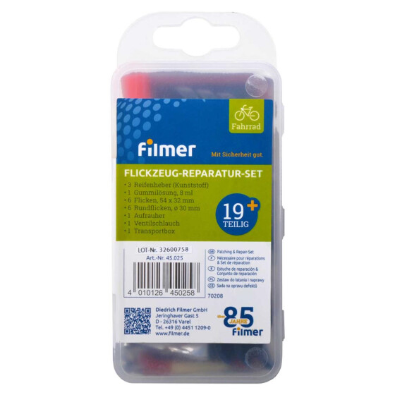 Fahrrad Reparatur Flickzeug Set Reifenheber 19 teilig Fahrradzubehör Werkzeug Filmer 45025