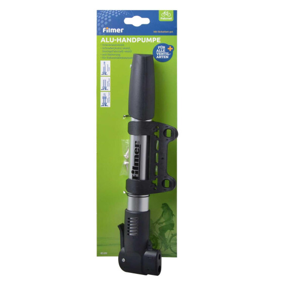 Filmer 45.109 Aluminium Luftpumpe / Fahrrad Pumpe mit Halter und T-Gr, 4,99