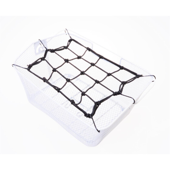 Filmer 46.105 Gepäcknetz 25x25cm dehnbar auf 50x50cm für Fahrradkörbe + 6 Befestigungshaken