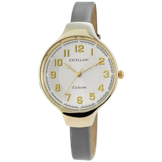 Damenuhr Armbanduhr Kunstlederband grau goldfarbenes Ziffernblatt Analog Quatzwerk