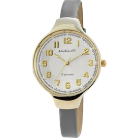 Damenuhr Armbanduhr Kunstlederband grau goldfarbenes...