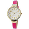 Damenuhr rosa Kunstlederband Analog Quartzwerk goldfarbene Ziffern
