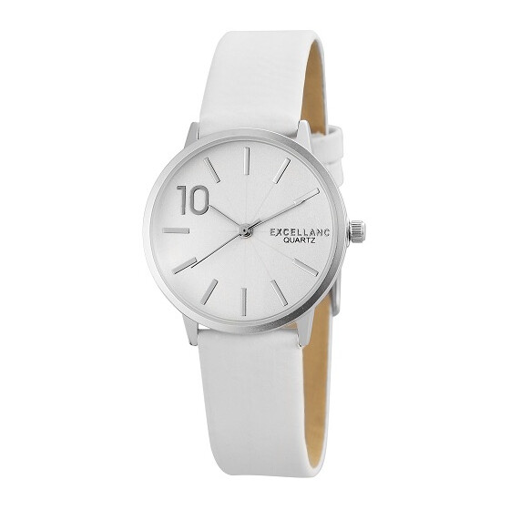 Excellanc Analog Damenuhr Kunstlederarmband beige weiß