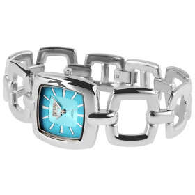 Damenuhr Edelstahl Armband silberfarben Ziffernblatt blau...