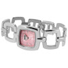 Damenuhr Edelstahl Gliederband silberfarben Ziffernblatt rosa ohne Ziffern Analog Quartzwerk