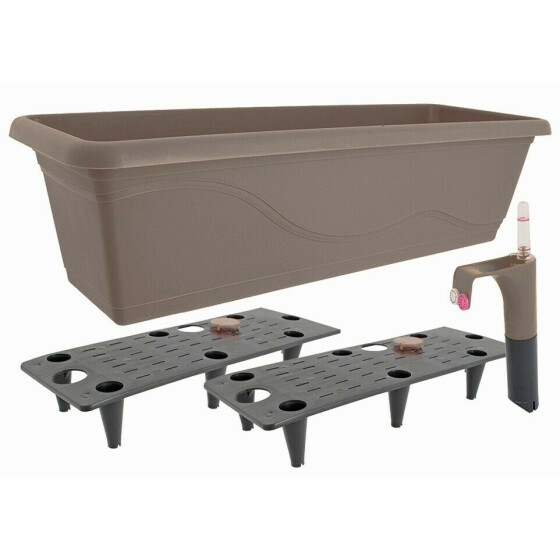 Centi Pflanzkasten / Blumenkasten MADRID mit Wasserspeicher - ca. 60cm x 20cm x 17cm - taupe