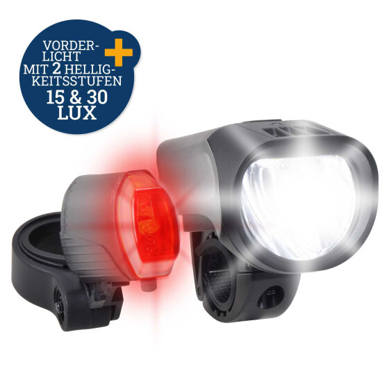 Filmer 40.212 LED Fahrrad Beleuchtungsset 1 Watt 30 LUX Lampe + Rücklicht