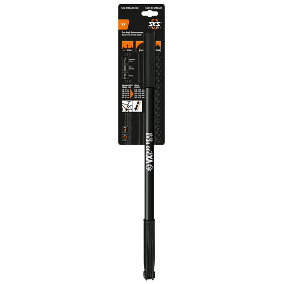 VX Fahrrad Luftpumpe Länge 5: 565-615 mm, schwarz (Duokopf) SKS 10986