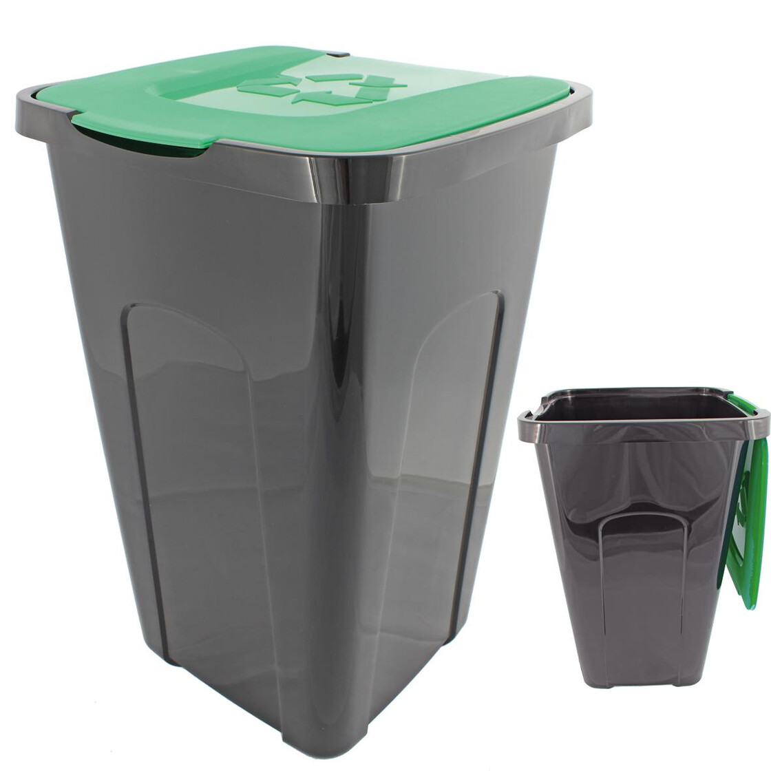 Abfalltonne Recycling, 50 Liter, 56 x 36 x 36cm, Mülleimer Tonne Schw,  14,99 €