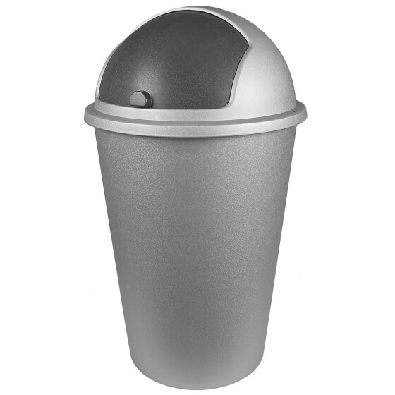 Centi Abfalleimer mit Schiebedeckel ca. 50 L 40 x 68 cm silbergrau