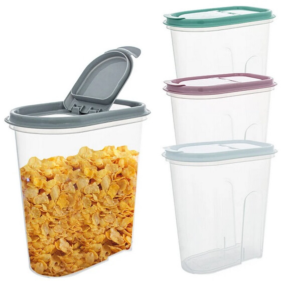 Vorratsdose Müslibox 2 Liter 19,5x18,5x12cm Dose transparent Deckel farbig Centi Haushalt-/ Gastrobedarf