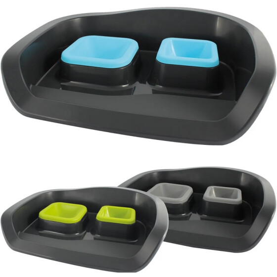 Centi Futterstation schwarz zwei Näpfe farbig 47 x 37  x 11 cm Polypropylen