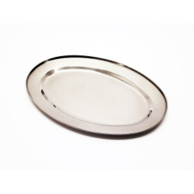 Servierplatte Edelstahl Platte oval Länge ca. 30 cm...