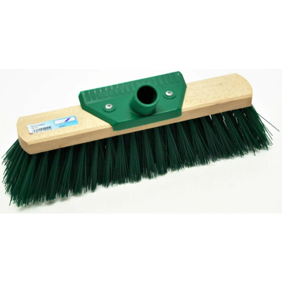 Garten- und Straßenbesen 40 cm robuste Kunstborsten + Schaber Gewinde Spannverschluss grau-schwarz