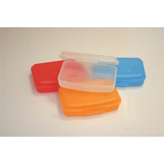 Proviantbox Snack Box flach 0,75l 16,5x11,5x4,5cm verschiedene Farben Freizeit Haushalt Gastrobedarf Behälter Schulz 441110