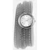 Damenuhr Armbanduhr Wickelband grau Kunstleder Analog kleines Ziffernblatt