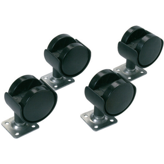 Lenkrollen Satz 40mm Doppel Rollen schwarz 4er-Set Werkzeug Transportrollen ToolTech 60004