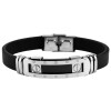 Akzent 5040105-001 Armband aus Echtleder in schwarz und Edelstahl