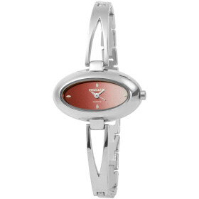 Damenuhr Uhr Armband Edelstahl silberfarben rotes...