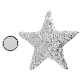 Edelstahl Magnetbrosche Stern Motiv silberfarben 7 x 7 cm für Tasche oder Schal