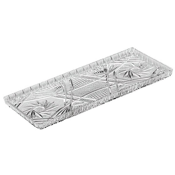 alpfa 800683 Kunststoff Kuchenplatte mit Dekor Außenmaß 34,5  x15,5 cm glasklar