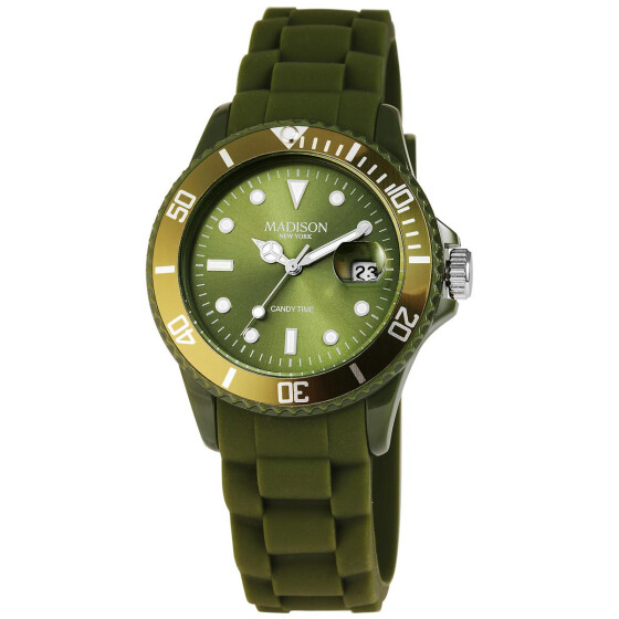 Madison U4167-18-4 New York Candy Time Armbanduhr mit Silikonband in grün