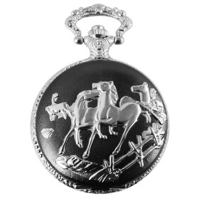 Analog Taschenuhr schwarz mit silberfarbenen...