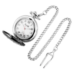 Analog Taschenuhr schwarz mit silberfarbenen...