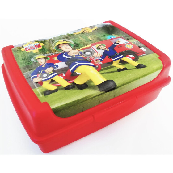 Keeeper Snackbox olek "fireman sam" - rot mit Bilddruck - 17 x 13 x 7 cm - Clickverschluss