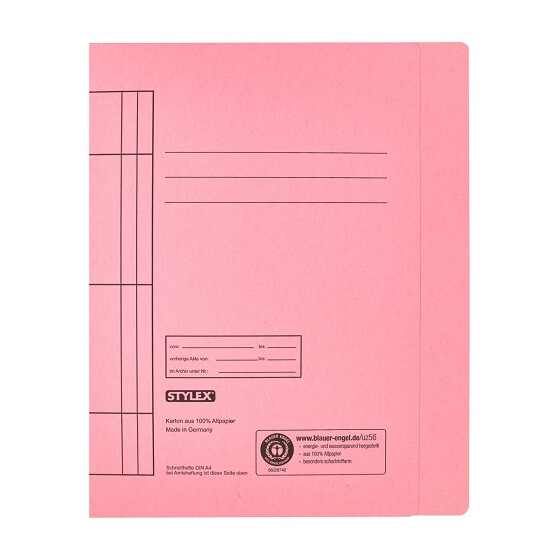 Schnellhefter A4 Colorkarton rosa Büro Schreibwaren Stylex 43216