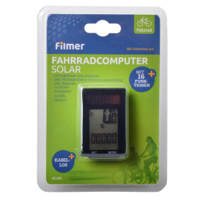 Filmer 40109 Solar Fahrradcomputer WL 16 Funktionen kabellos
