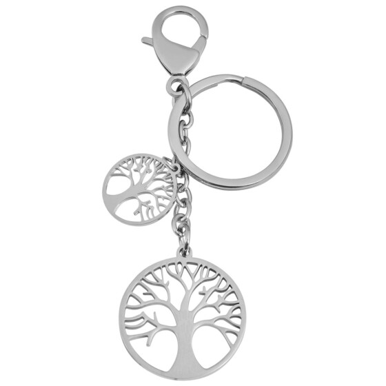 Edelstahl Schlüsselanhänger Lebensbaum - silberfarben - 10 cm Länge