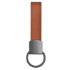 Edelstahl Schlüsselanhänger anthrazit Lederband hellbraun Hakenverschluss