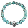 Akzent 5030508-002 Kugelarmband aus Naturstein - Blauer Imperial Jasper - Edelstahl-Totenkopf