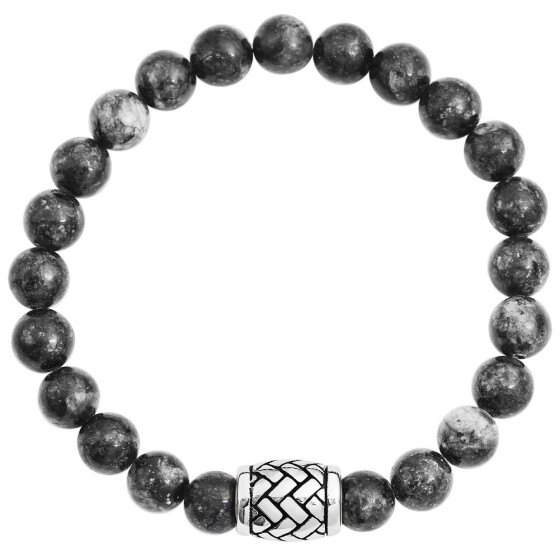 Akzent 5030515-001 Kugelarmband aus Naturstein - Feuer Achat - Edelstahlelement