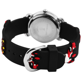 Excellanc 4500028-002 Kinderuhr "roter Traktor" - schwarzes Siikonband