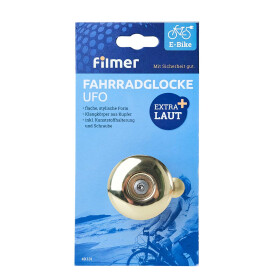 Ufo Fahrradglocke Retro Glocke gold flache Form extra Laut Fahrradzubehör Klingeln Filmer 49131