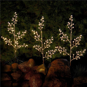 LED Lichterbäume 3er Set mit 75 LED´s - mit Timer-Funktion, warm-weiß (3000 K), batteriebetrieben, für den Innen- und Außenbereich (IP44)